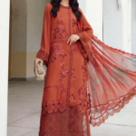 3 Piece Unstitched Embroidered Twill Linen Suit