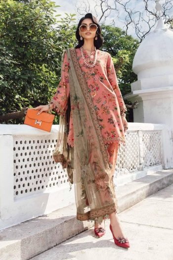3 Piece Unstitched Embroidered Linen Suit