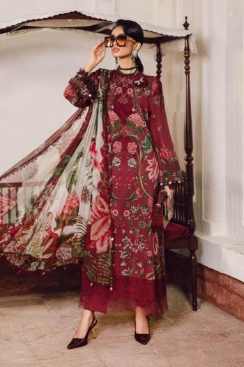 3 Piece Unstitched Embroidered Cambric Suit | MPT-2709-A