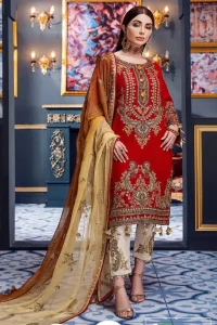Emaan Adeel Velvet/Luster Red/MKH 07