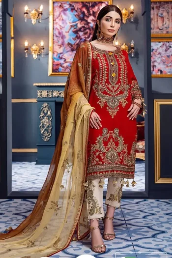 Emaan Adeel Velvet/Luster Red/MKH 07