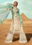 Maria.B. Lawn 1203 Pakistani Designer Hit Embroidered dress in Green & White Colour